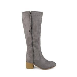 Journee Collection Womens 9 M Grey Sanora Block Heeled Riding Boots NIB JQ4